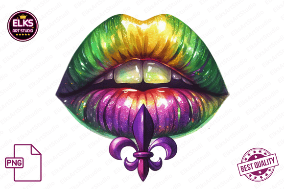 Download Mardi Gras Dripping Lips PNG Sublimation - Png sublimation Collection