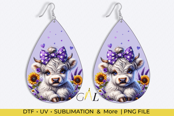 Download Cute White Cow Teardrop Earring Design - White Collection