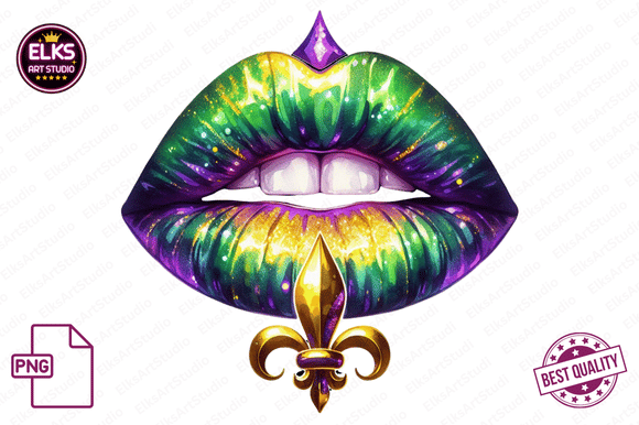 Download Mardi Gras Dripping Lips PNG Sublimation - Png sublimation Collection