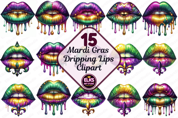 Download Mardi Gras Dripping Lips PNG Sublimation - Png sublimation Collection