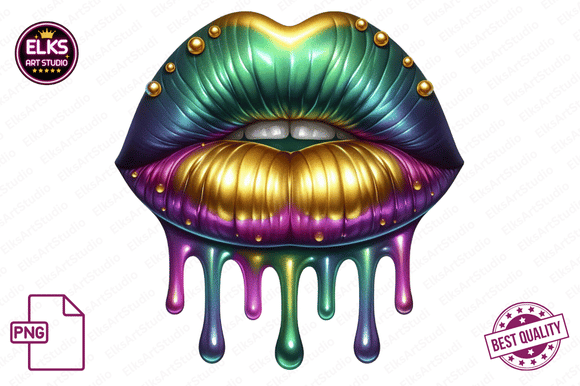 Download Mardi Gras Dripping Lips PNG Sublimation - Png sublimation Collection