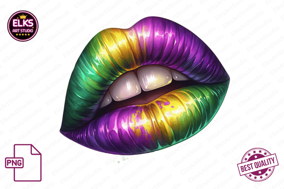 Download Mardi Gras Dripping Lips PNG Sublimation - Png sublimation Collection